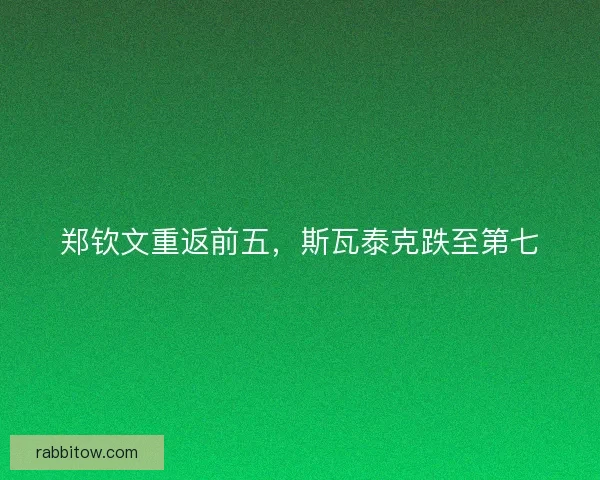 郑钦文重返前五，斯瓦泰克跌至第七